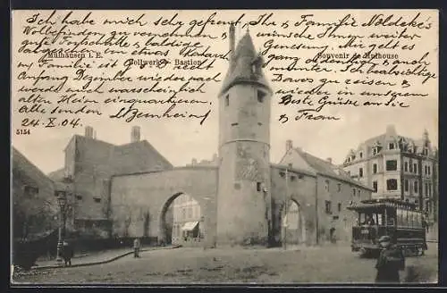 AK Mülhausen i. E., Strassenbahn an der Bollwerk Bastion