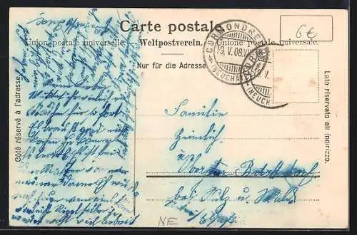 AK Neuchatel, Platz an der Akademie, Strassenbahn