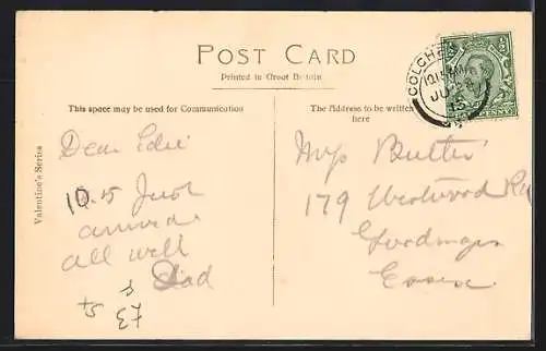 AK Colchester, High Street, Strassenbahn