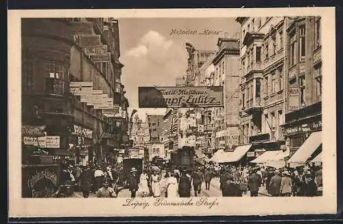 AK Leipzig, Grimmaische Strasse während der Leipziger Messe, Messpalast Hansa