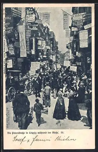 AK Leipzig, Messe, Andrang auf der Petersstrasse