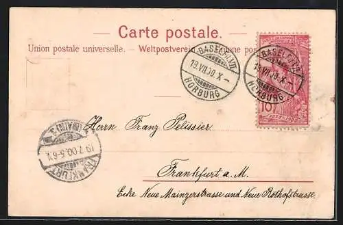 Künstler-Lithographie Koller: Die letzte Post von St. Gotthard & die ersten Briefmarken der Schweiz