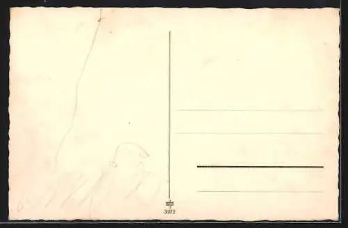 AK Briefmarkensprache, Junges Paar in Rosenherzen