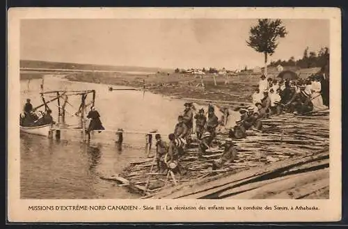 AK Athabaska, Missions d`Extreme-Nord Canadien, La récréation des enfants sous la conduite des Soeurs, Missionare