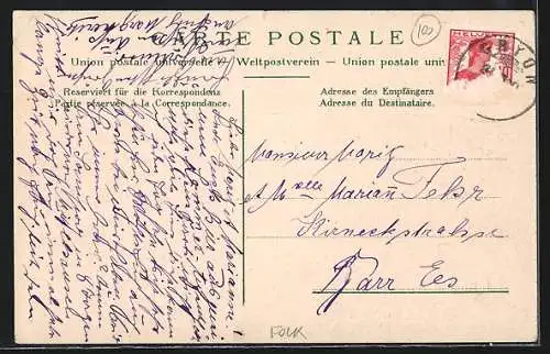 AK Heimkehr von der Alp, Sentum, Bauernhaus, Kühe mit Namen
