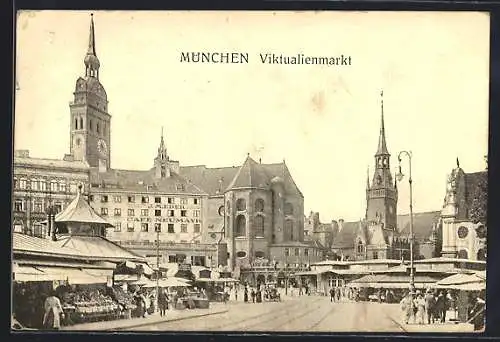 AK München, Viktualienmarkt mit Café Neumayr