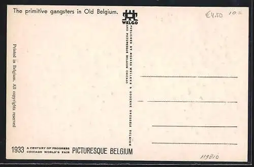 AK Chicago, World`s Fair 1933, A Century of Progress, Picturesque Belgium, The primitive gangsters in Old Belgium