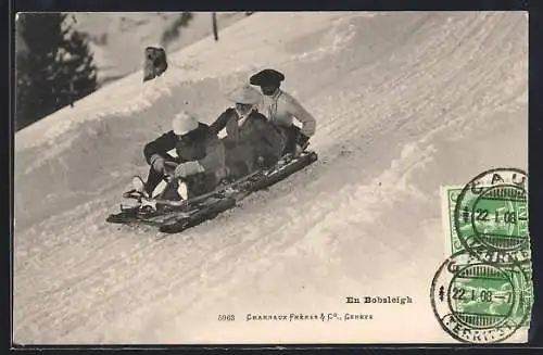 AK En Bobsleigh, Rasante Schlittenfahrt