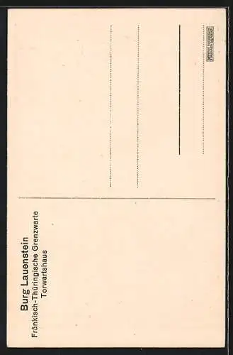 Künstler-AK Lauenstein / Oberfranken, Torwartshaus im Burghof