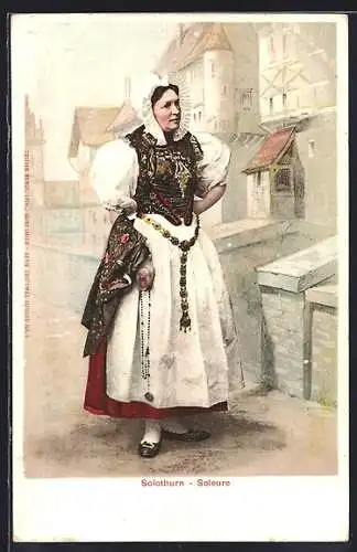 AK Solothurn / Soleure, Schweizerin in Oltenertracht
