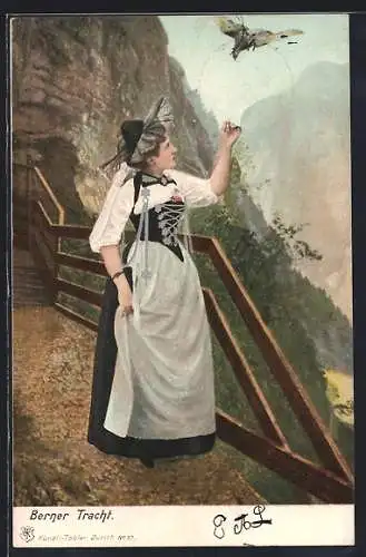 AK Berner Tracht, Frau in Tracht