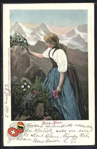 AK Schweizerin in Tracht aus Bern-Brienz