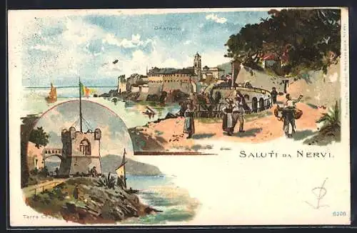 Lithographie Nervi, Oratorio, Torre Cropallo