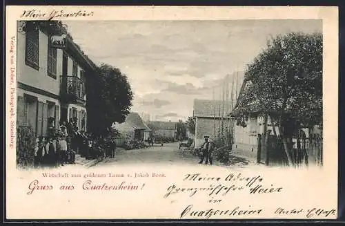 AK Quatzenheim, Gasthaus zum goldenen Lamm v. J. Benz