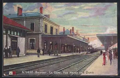 Künstler-AK Belfort, La Gare, Vue prise des Quais