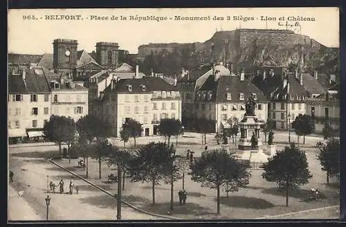 AK Belfort, Place de la République et le Monument de 3 Siéges