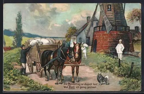 AK Bauer bringt das Korn zur Mühle, Reklame für Kalidünger, Kalisyndikat GmbH, Berlin