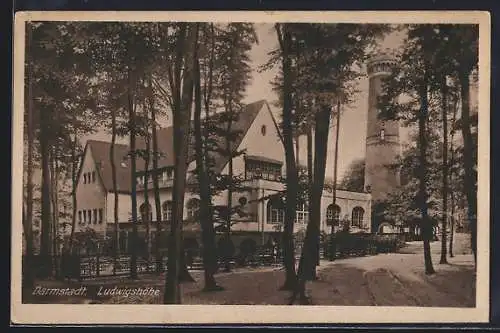 AK Darmstadt, Aussichtsturm auf der Ludwigshöhe