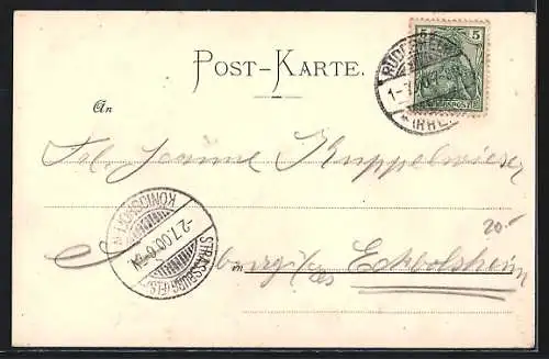 AK Rüdesheim am Rhein, Uferpartie mit Bootsanleger