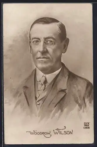 Künstler-AK Woodrow Wilson, Präsident der USA