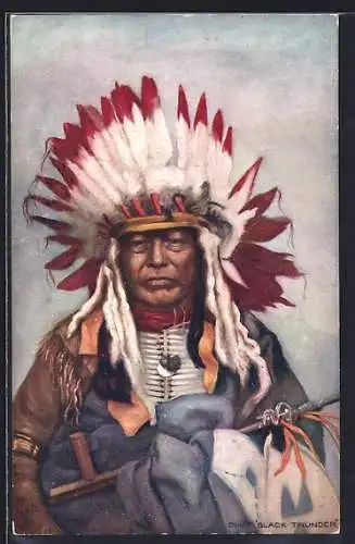 Künstler-AK Indianer-Häuptling Black Thunder