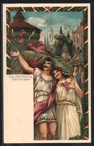 Künstler-AK Nürnberg, X. Deutsches Turnfest 1903, Aus dem Festzug, Erste Gruppe