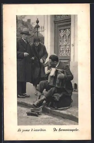AK Brüssel, le joueur d`accordeon, Strassenmusiker mit Akkordeon