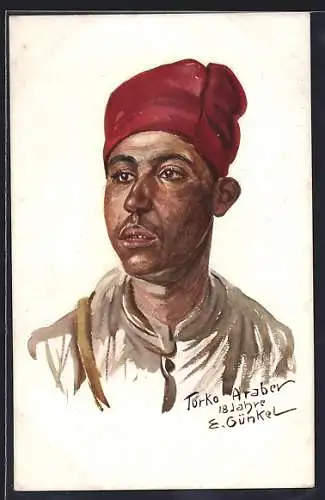 Künstler-AK 18 jähriger Turko-Araber, Kriegsgefangenenportrait
