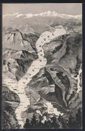 AK Stresa /Lago Maggiore, Landkarte der Umgebung