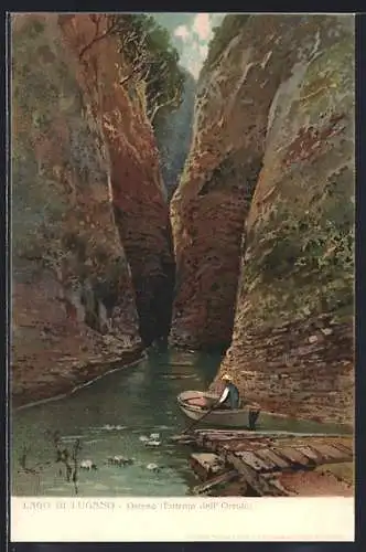 Künstler-AK Osteno, Lago di Lugano, Entrate dell`Orrido