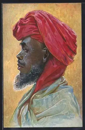 AK Ostafrika, Araber mit rotem Turban