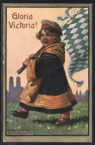 Künstler-AK sign. W. Heubach: Münchner Kindl, Gloria Victoria
