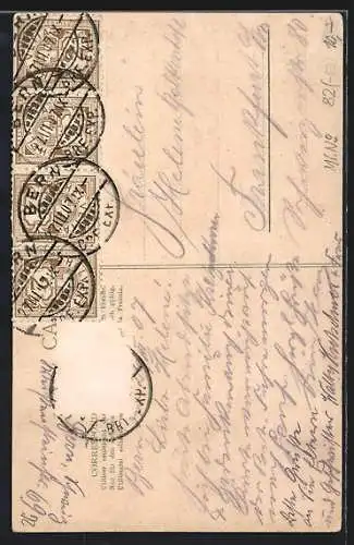 AK Bern, Ortsansicht mit Kirche, zwei Bären tragen zwei Damen