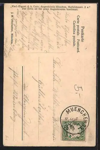 AK München, Kgl. Univ.-Augenklinik, Gartenansicht, Mathildenstr. 2a