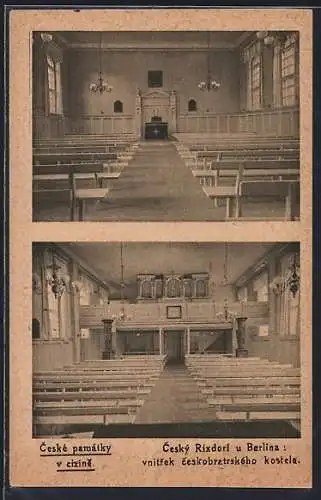 AK Berlin-Neukölln-Rixdorf, Kirche-Innenansicht mit Altar