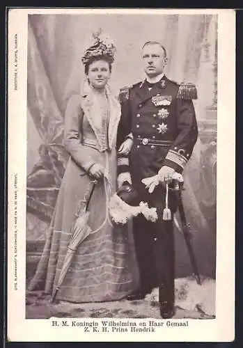 AK H. M. Koningin Wilhelmina en Haar Gemaal Z. K. H. Prins Hendrik