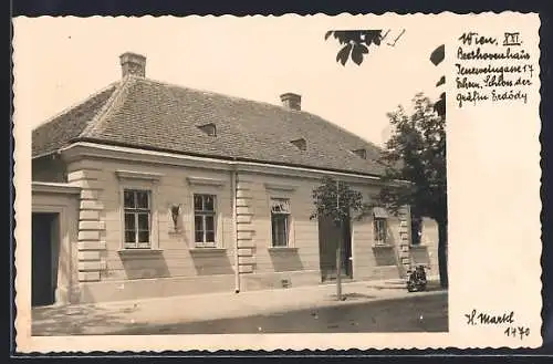 AK Wien, Beethovenhaus in der Jeneweingasse 17, ehem. Schloss der Gräfin Erdödy