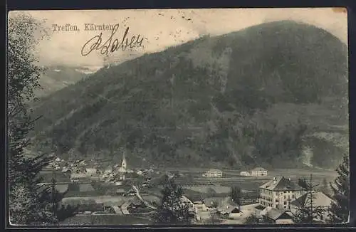 AK Treffen /Kärnten, Totalansicht vom Berg aus