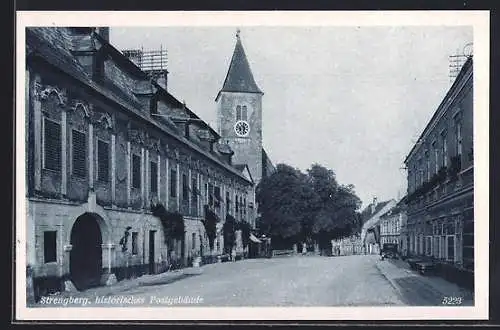 AK Strengberg, Ansicht mit historischem Postgebäude