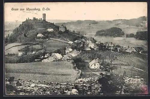 AK Waxenberg /O.-Oe., Teilansicht mit Ruine