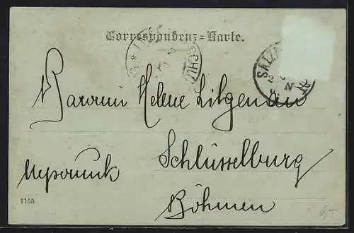 Mondschein-AK Salzburg, Ortsansicht mit der Festung bei Nacht