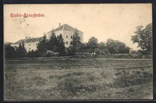 AK Nieder-Kreuzstetten, Ortsansicht vom Feld aus