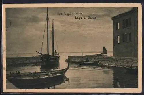 AK San Vigilio-Porto /Lago di Garda, Ortspartie mit Booten