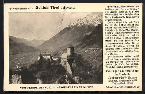 AK Meran, Blick auf Schloss Tirol