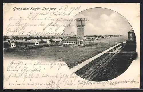 AK Lager-Lechfeld, Panorama mit Wachturm