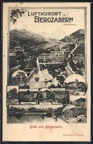 AK Bergzabern /Rheinpfalz, Kurhaus zum Waldhorn, Kurhaus Bopp, Kurhaus Pfaff und Kurhaus Westerhöfer