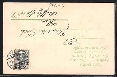 Präge-AK Papst Leo XII, 25. Papst-Jubiläum am 3. März 1903, Porträt, Fahnen und Wappen