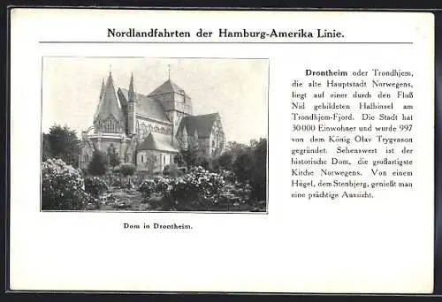AK Drontheim, Dom, Reklame der Nordlandfahrten der Hamburg-Amerika Linie