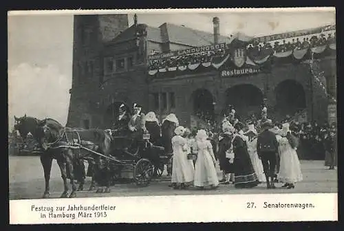 AK Hamburg, Festzug zur Jahrhundertfeier 1913, 27. Senatorenwagen