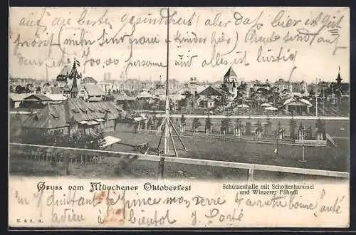 AK München, Blick auf das Gelände des Münchner Oktoberfests